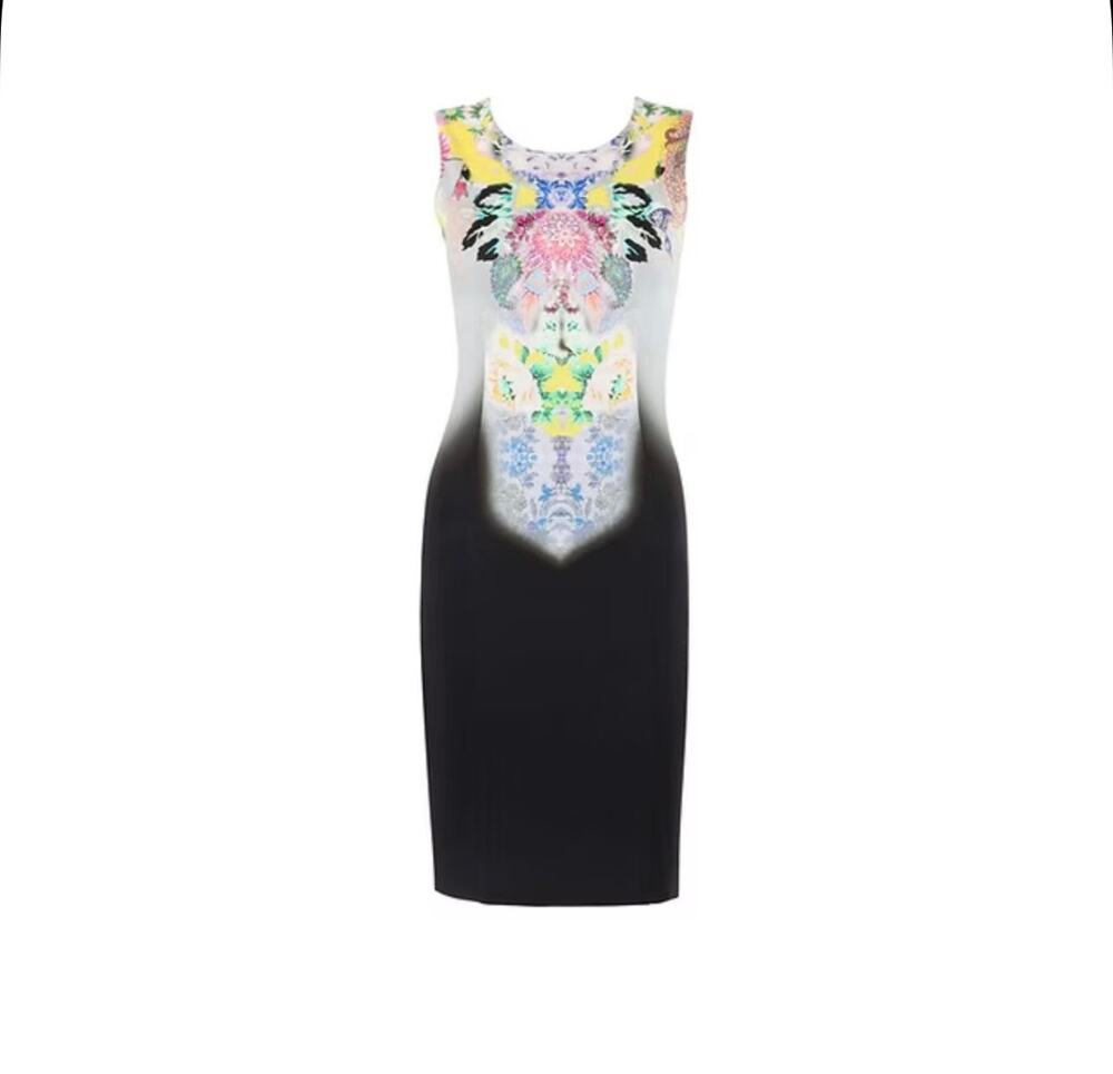 Etro Floral Kaleidoscope Gray Black Dress IT Sz 42 / US Sz 6
